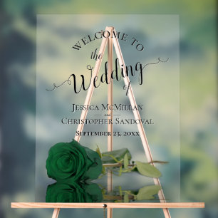 Elegant Emerald Green Rose Posh Wedding Welcome Acrylic Sign