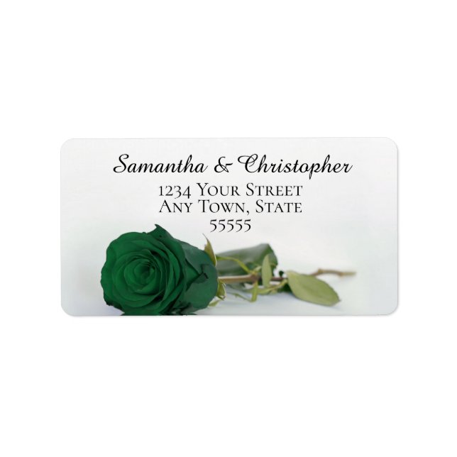 Elegant Emerald Green Rose Wedding Address Label (Front)