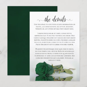 Elegant Emerald Green Rose Wedding Details Enclosure Card