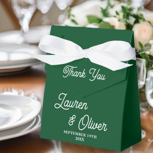Elegant Emerald Green Script Minimalist Wedding Favor Box