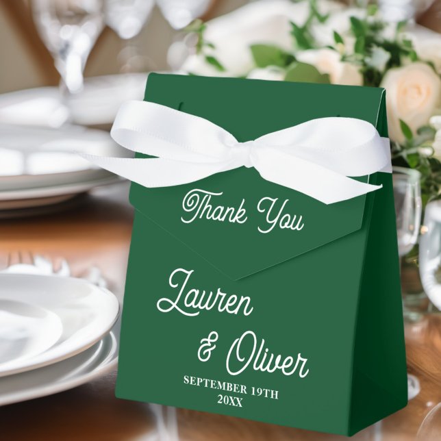 Elegant Emerald Green Script Minimalist Wedding Favor Box (Creator Uploaded)