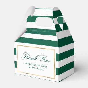 Elegant Emerald Green Stripes Wedding Thank You Favor Box