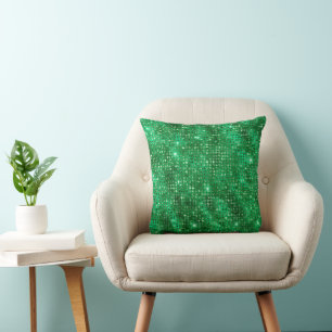 Elegant Emerald Green Studded Diamond Pattern  Throw Pillow