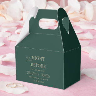 Elegant Emerald Green the Night Before Wedding Favor Box