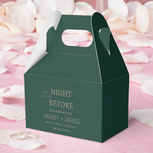 Elegant Emerald Green the Night Before Wedding  Favor Box (Wedding)
