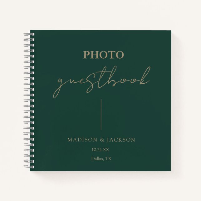 Elegant Emerald Green Wedding Guestbook Notebook (Front)
