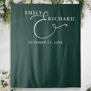 Elegant Emerald Green Wedding Photo Backdrop Tapestry
