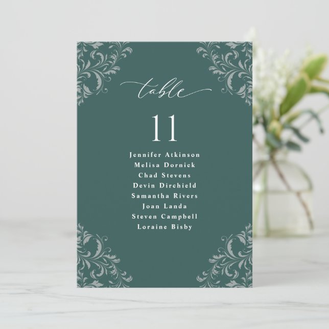 Elegant Emerald Green Wedding Seating Chart Card (Standing Front)