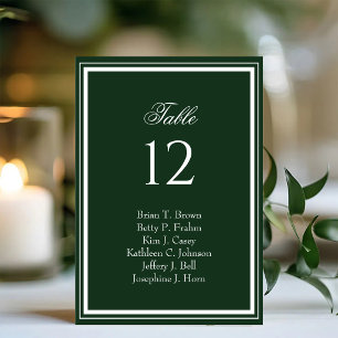Elegant Emerald Green Wedding Table Number