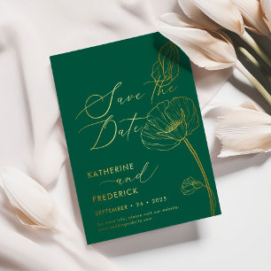 Elegant Emerald Green Wildflowers Save the Date