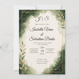 Elegant Emerald Minimalist Luxury Wedding  Invitation