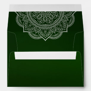 Elegant Emerald Paisley Indian Wedding Invitation  Envelope