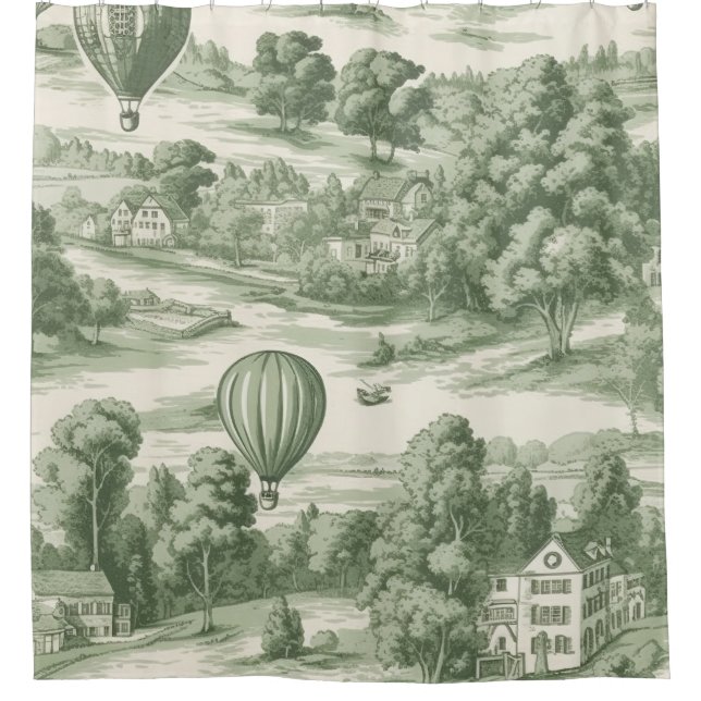 Elegant Emerald Toile de Jouy Landscape Pattern (Front)