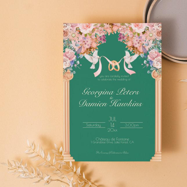 Elegant Emerald Wildflower Wedding Invitation (Creator Uploaded)