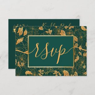 Elégant émeraude vert & oliage or RSVP