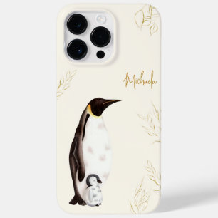Elegant Emperor Penguin Botanical Gold Glitter  Case-Mate iPhone 14 Pro Max Case