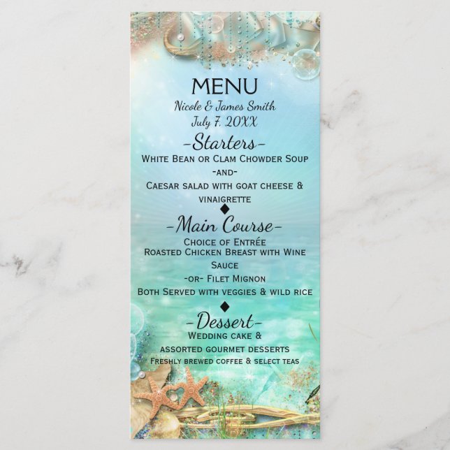 Elégant Enchanté Sous Le Menu Mariage Mer (Devant)