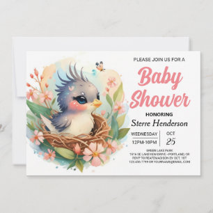 Elegant Enchanted Boho Bird Baby Shower Invitation