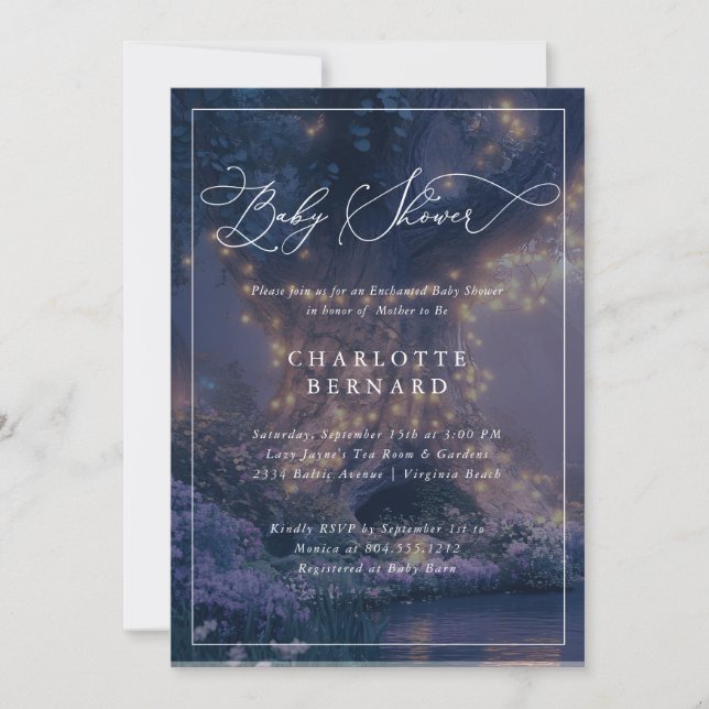 Elegant Enchanted Forest Baby Shower Invitation (Front)