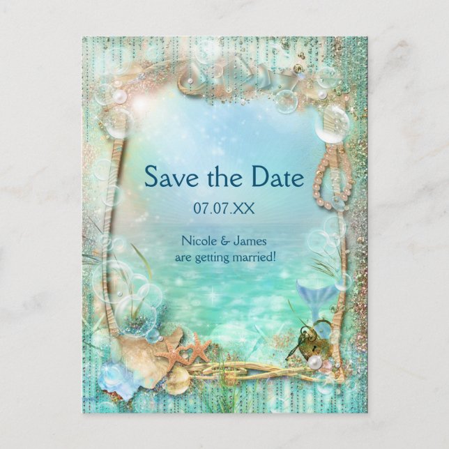 Elegant Enchanted Sea Save The Date Postcard (Front)