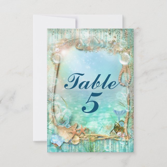 Elegant Enchanted Under The Sea Beach Table Number (Front)