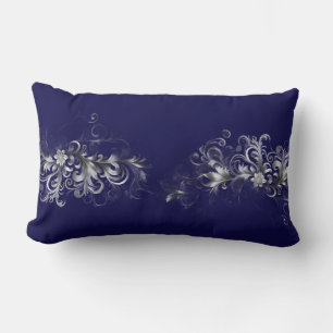 Elegant Enchantment Silver and Blue Lumbar Pillow