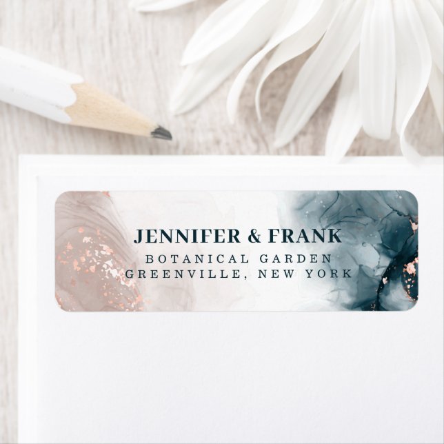 Élégant Encre d'alcool Or Blush Bleu Minimal moder (En situation)