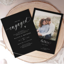 Elegant Engaged Modern Black Engagement Party