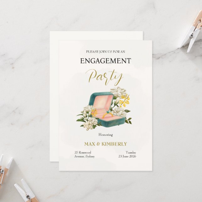Elegant Engagement Invitation (Front/Back In Situ)