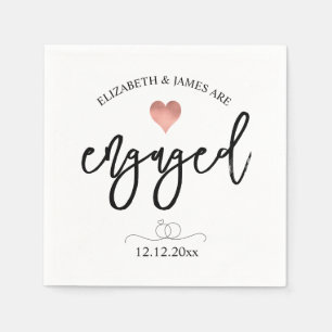 Elegant Engagement Party Script Lettering  Napkin