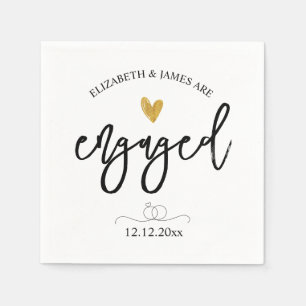 Elegant Engagement Party Script Lettering  Napkin