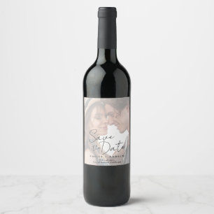 Elegant Engagement Photo Script Wedding Wine Label