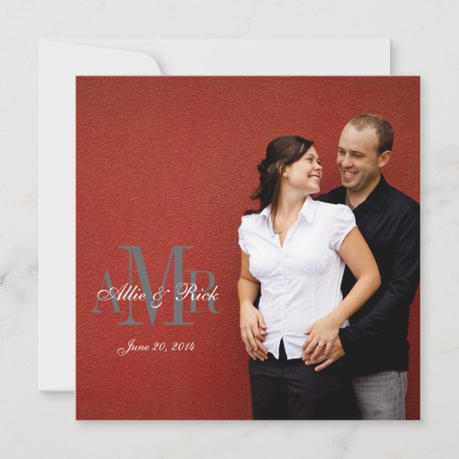 Elegant Engagement Photo Wedding Invitations Back (Front)