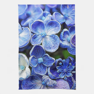 elegant english country garden blue purple lilac kitchen towel