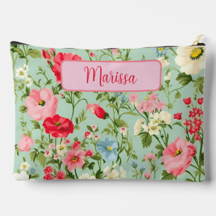 Elegant English Country Wildflower Lg Personalized Accessory Pouch