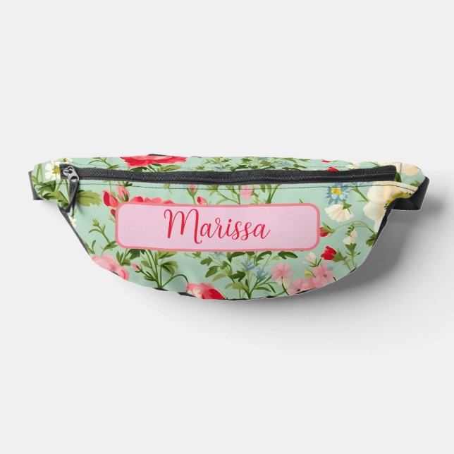 Elegant English Country Wildflower Personalized Fanny Pack (Lay Down)