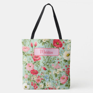 Elegant English Country Wildflower Personalized Tote Bag