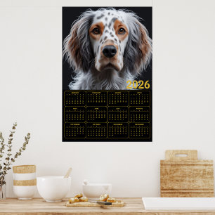 Elegant English Setter 2026 Calendar Poster