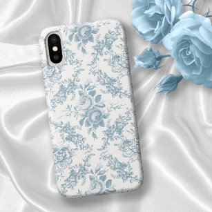 Elegant Engraved Blue and White Floral Toile iPhone 13 Mini Case
