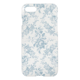 Elegant Engraved Blue and White Floral Toile iPhone SE/8/7 Case
