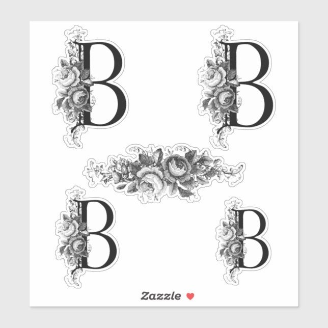 Elegant Engraved Floral Monogram Letter B (Sheet)