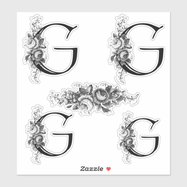 Elegant Engraved Floral Monogram Letter G (Sheet)
