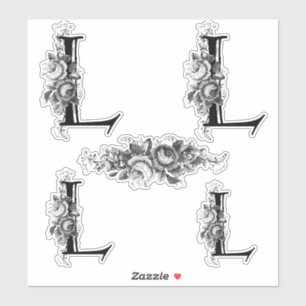 Elegant Engraved Floral Monogram Letter L