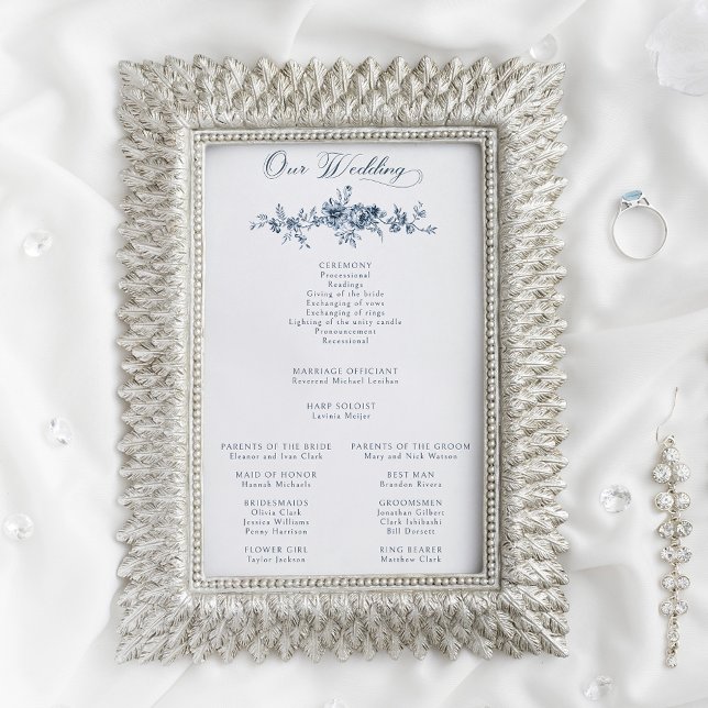 Elegant Engraved French Blue Floral Toile Program (Creator Uploaded)