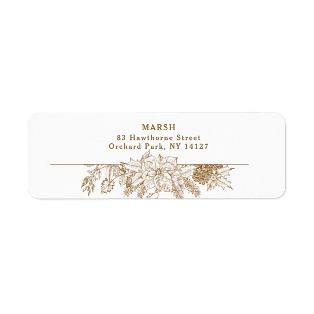 Elegant Engraved Gold Christmas Floral  (Front)