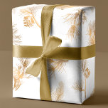Elegant Engraved Gold Winter Pine Wrapping Paper<br><div class="desc">Elegant repeating scalable design featuring gold gradient engraved pine branches and pine cones. Background colour is editable.</div>