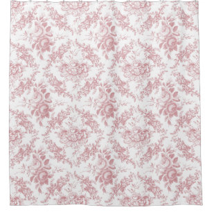 Elegant Engraved Pink and White Floral Toile