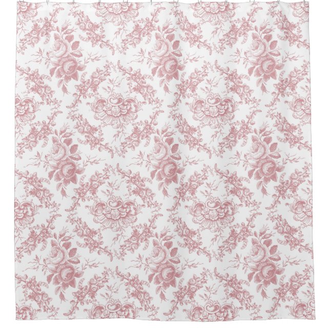Elegant Engraved Pink and White Floral Toile (Front)