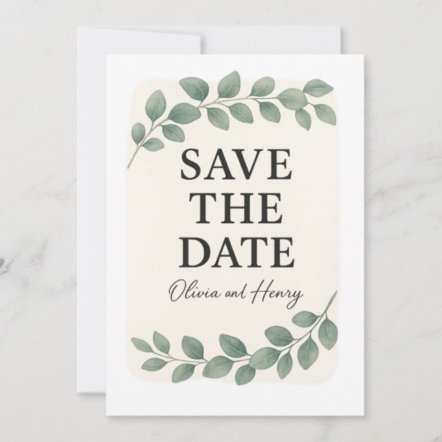 Élégant Enregistrer la carte Mariage de date - 5x7 (Devant)
