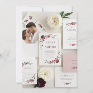 Elégant ensemble de Faire-part de mariage floraux 